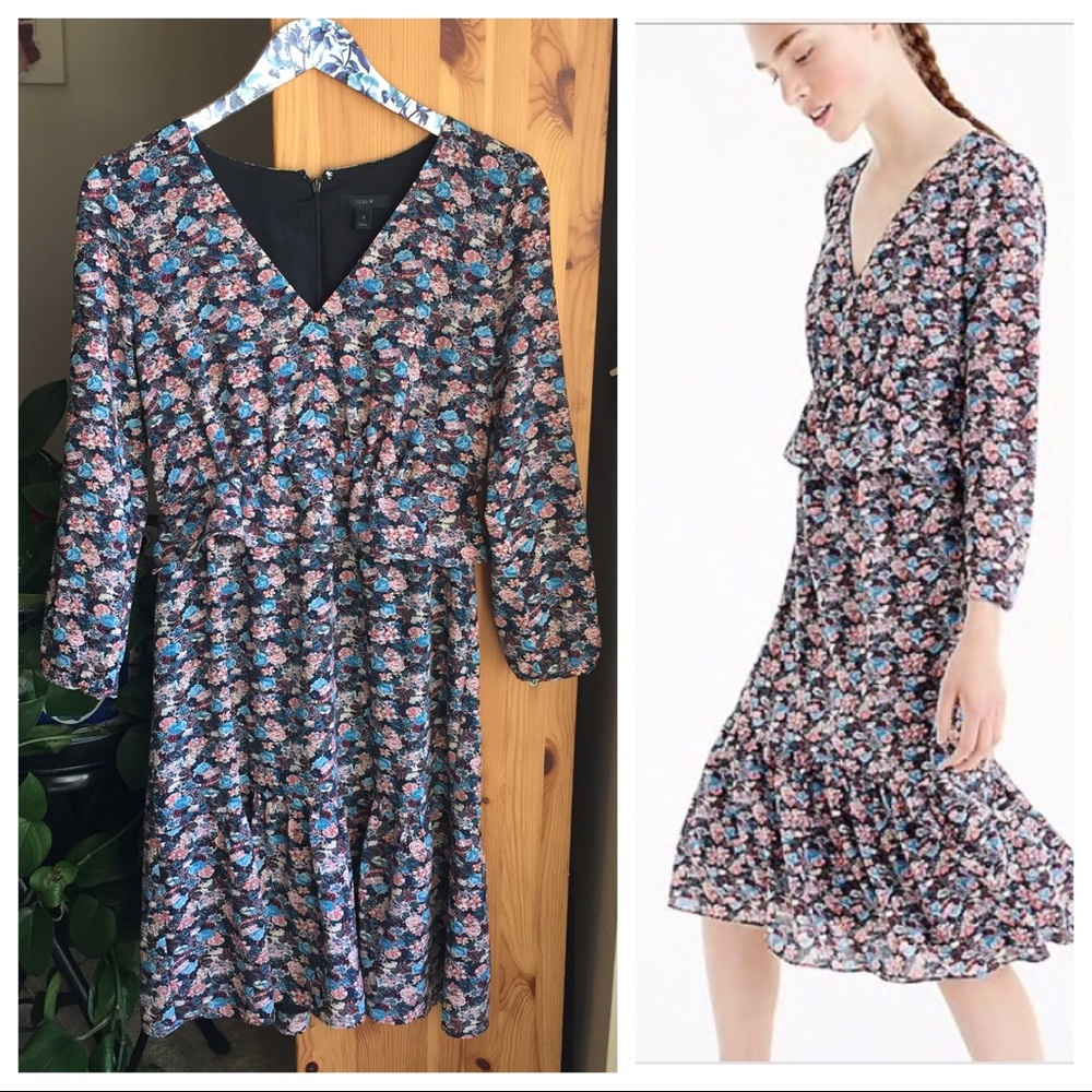 J. Crew Ruffle Hem Paisley Floral Dress, Size 2